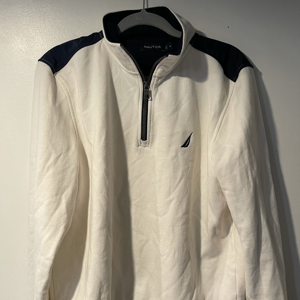 Nautica White and Blue Quarter Zip